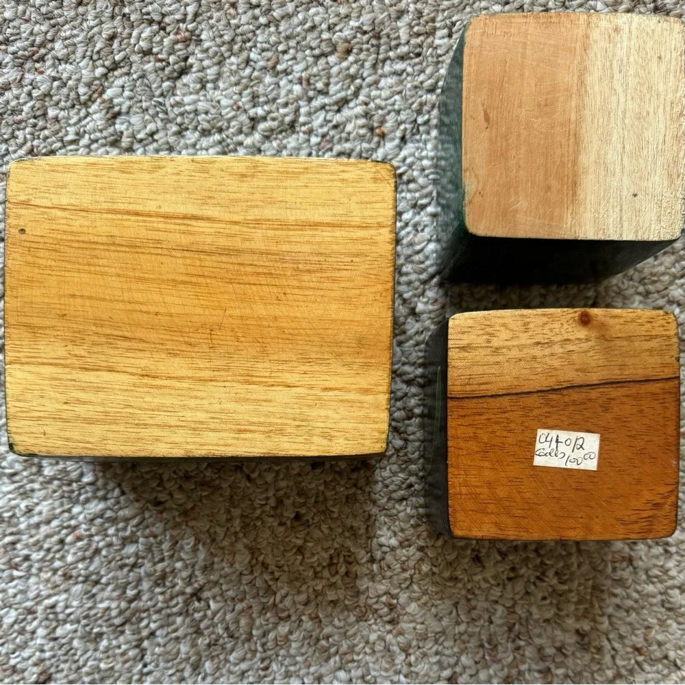 NEW 3pc Handmade Hand Crafted Carved & Painted Wooden Jewelry Boxes - Costa Rica